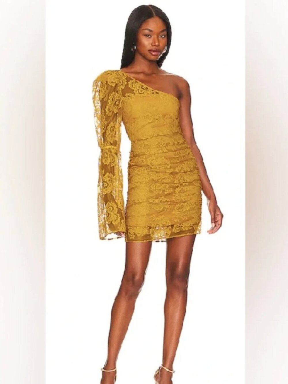 NWT For Love & Lemons Tiana Lace Floral Mini Dress One Shoulder Party Dress 1X